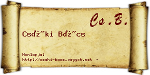 Csáki Bács névjegykártya